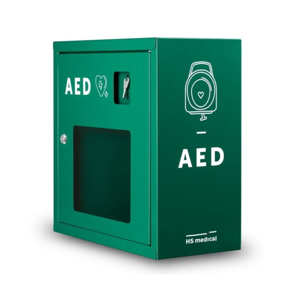 Szafka metalowa zielona na defibrylator AED - obrazek 3