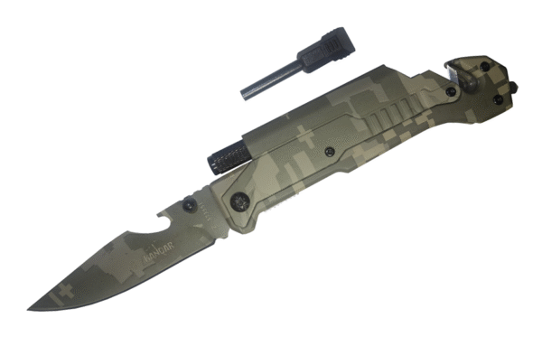Nóż ratunkowy - bezpieczeństwa 6w1 camo/moro