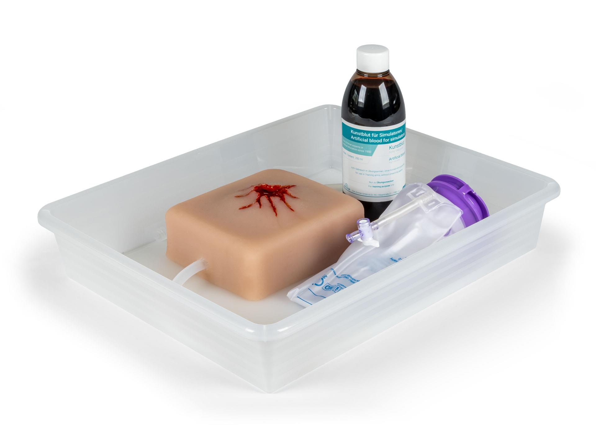 Trenażer do nauki wypełniania ran głębokich z funkcją krwawienia