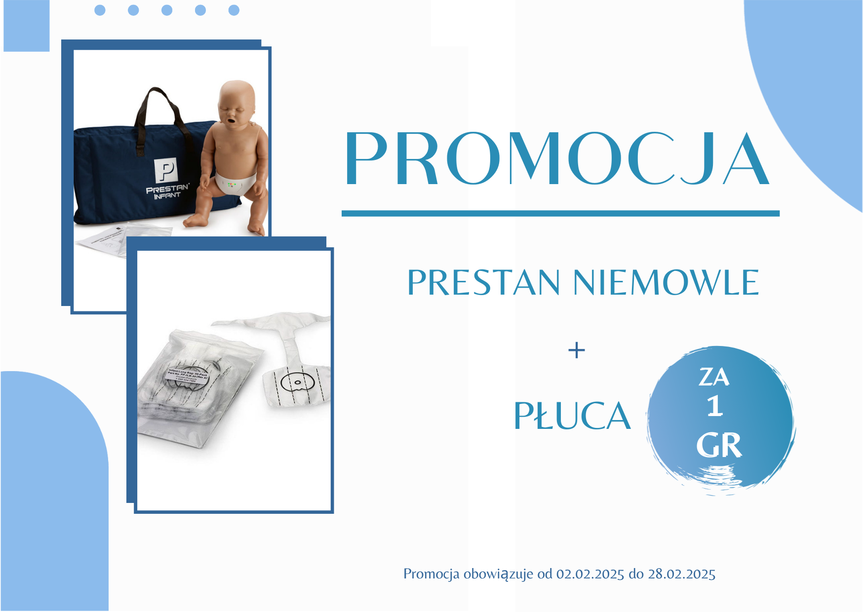 PROMOCJA ! Fantom RKO CPR niemowlę Prestan + 10 Płuc za 1 GR