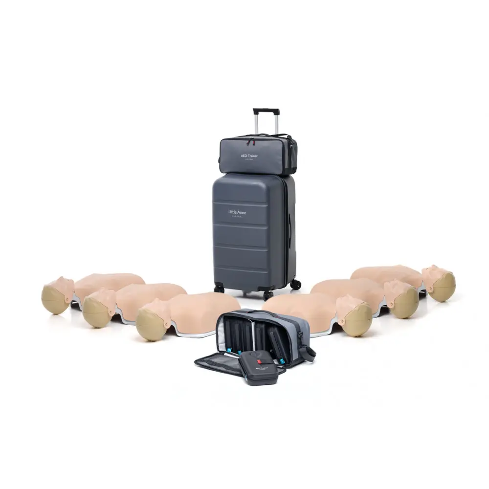 Zestaw do nauki RKO – 6 Little Anne jasna skóra + 6 AED + torba na AED Trainer
